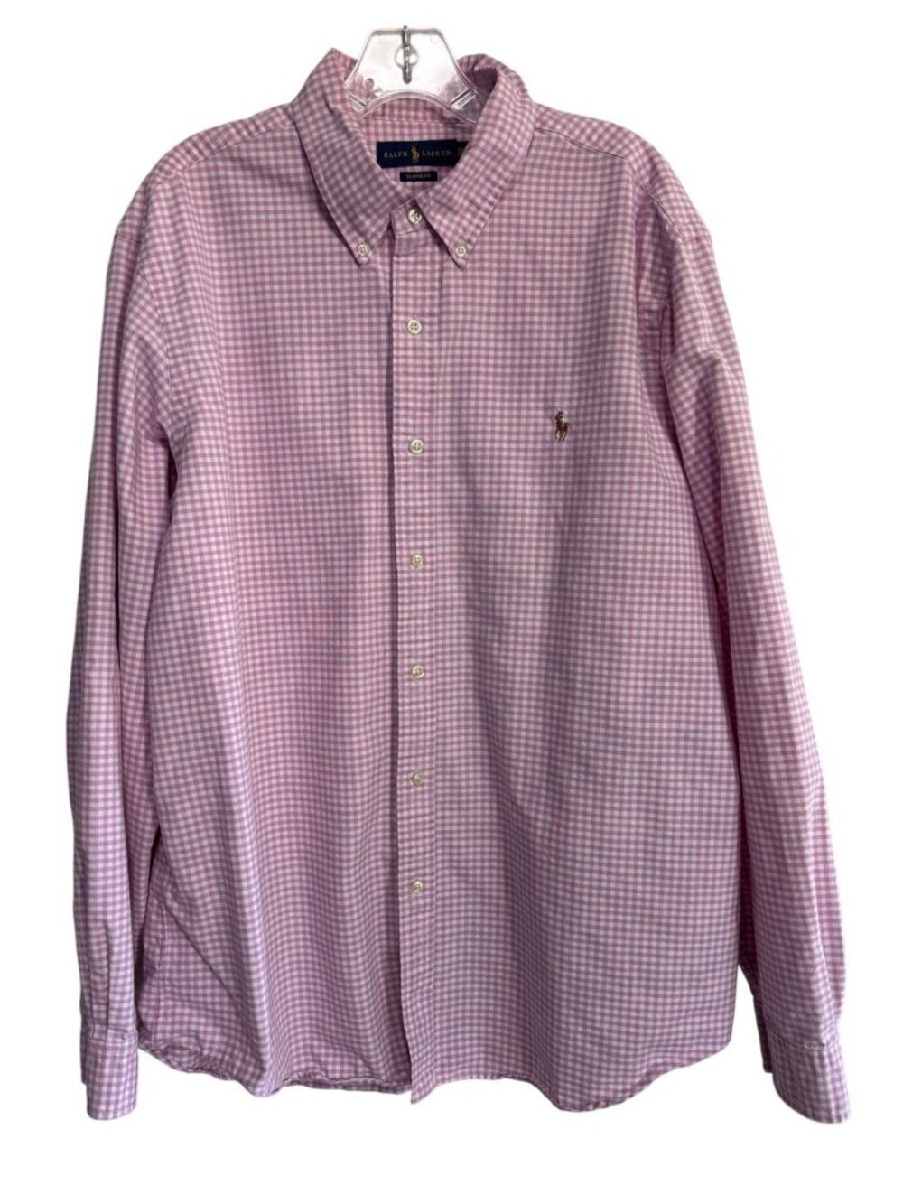 Ralph Lauren Button Down Shirt Pink Gingham Classic Fit Long Sleeve Men's XXL